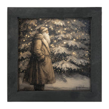 Santa near Lit Christmas Tree