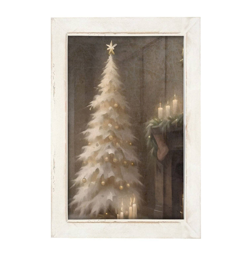 Gold and White Christmas Tree-Vertical Frame