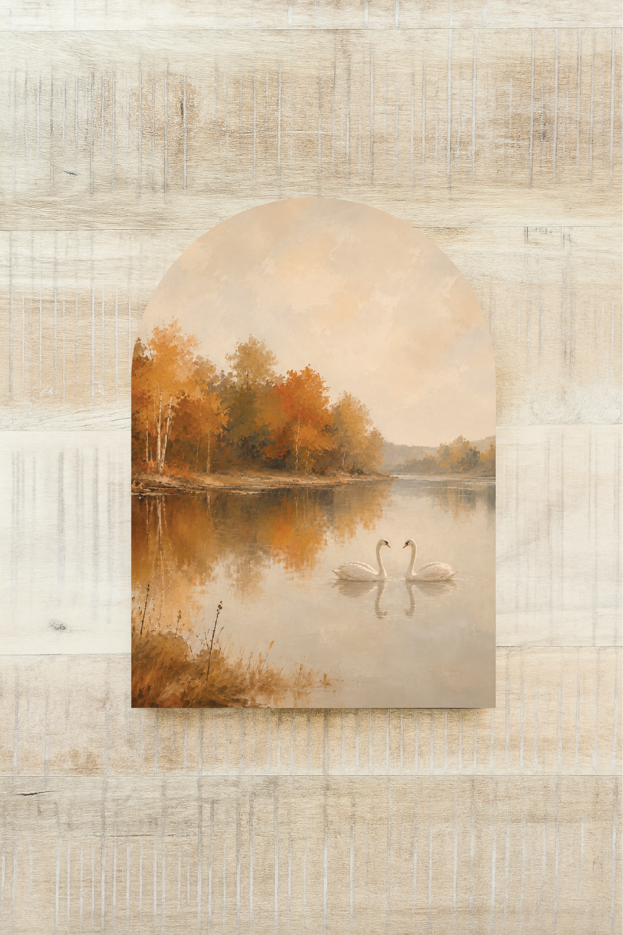 Autumn Lakeside Swans Arch