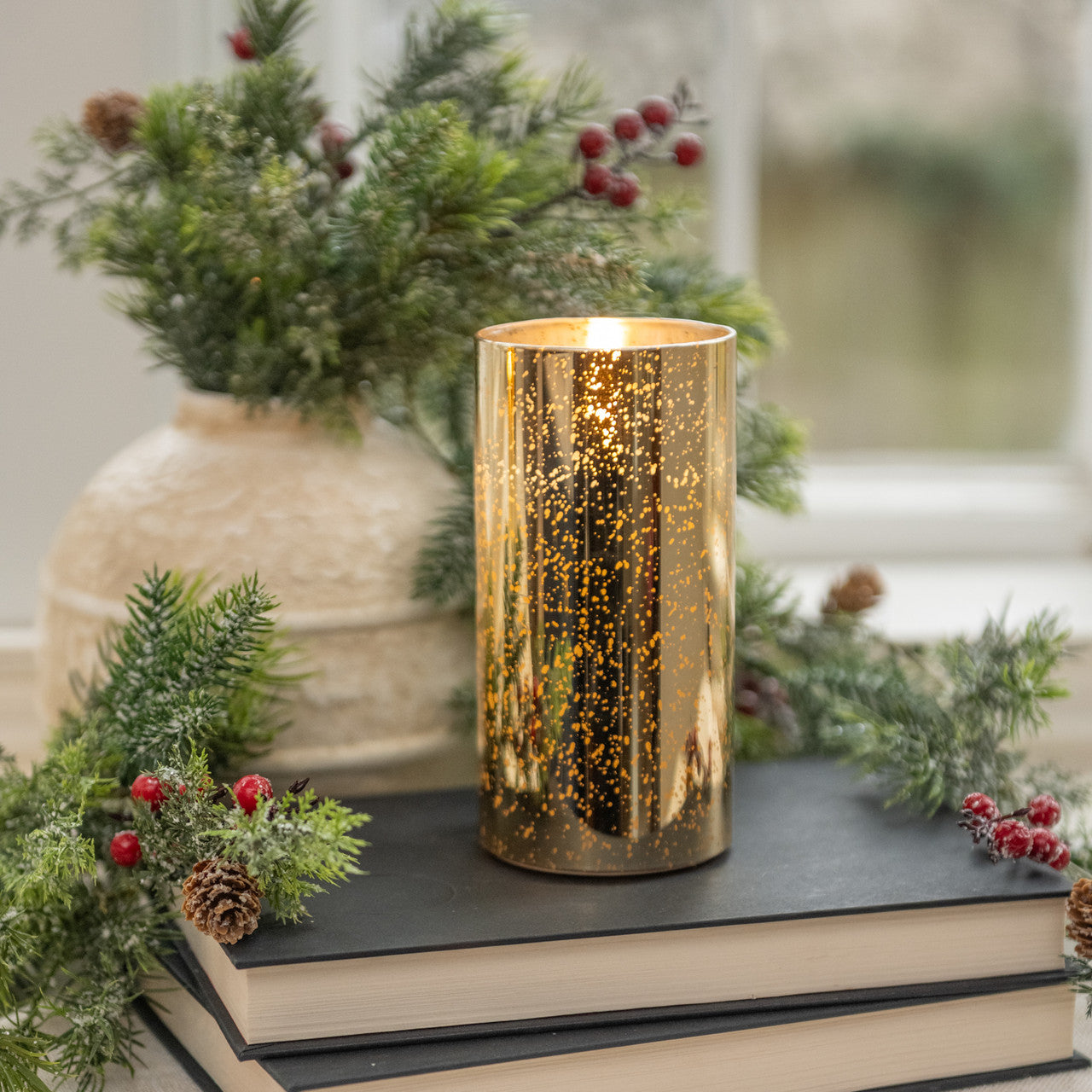 Gold Mercury 3D Flame Glass Candle