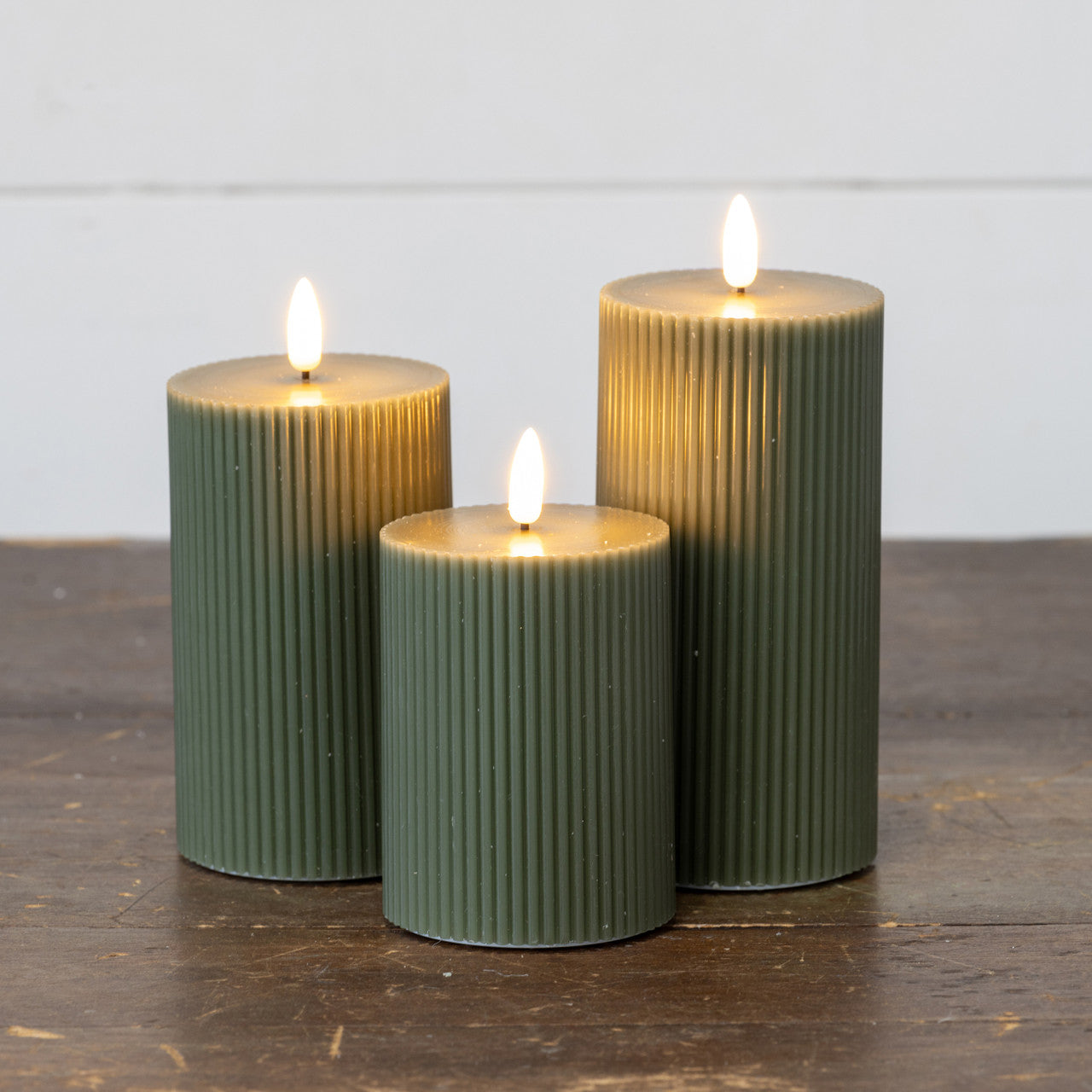 Candle, Green Grooved