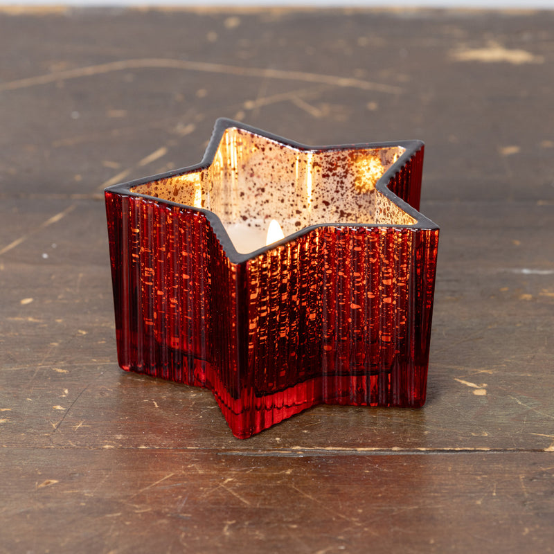 Red Mercury Glass Star Candle