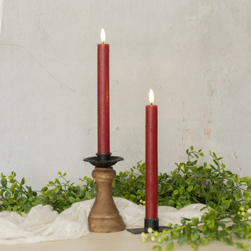 Moving Flame Red Taper Candle 9.5"
