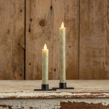Moving Flame Green Taper Candle 6.75"