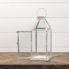 Lantern, 17.75" Whitewashed Square