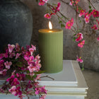 Candle, Green Grooved