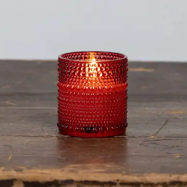 Red Dotted Glass 3D Flame Candle 3.25"