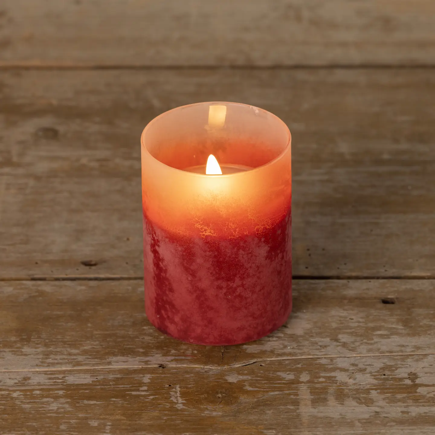 Red Frosted Glass 3D Flame Candle 4"