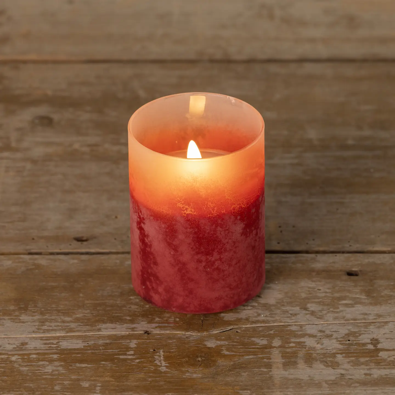 Red Frosted Glass 3D Flame Candle 4"