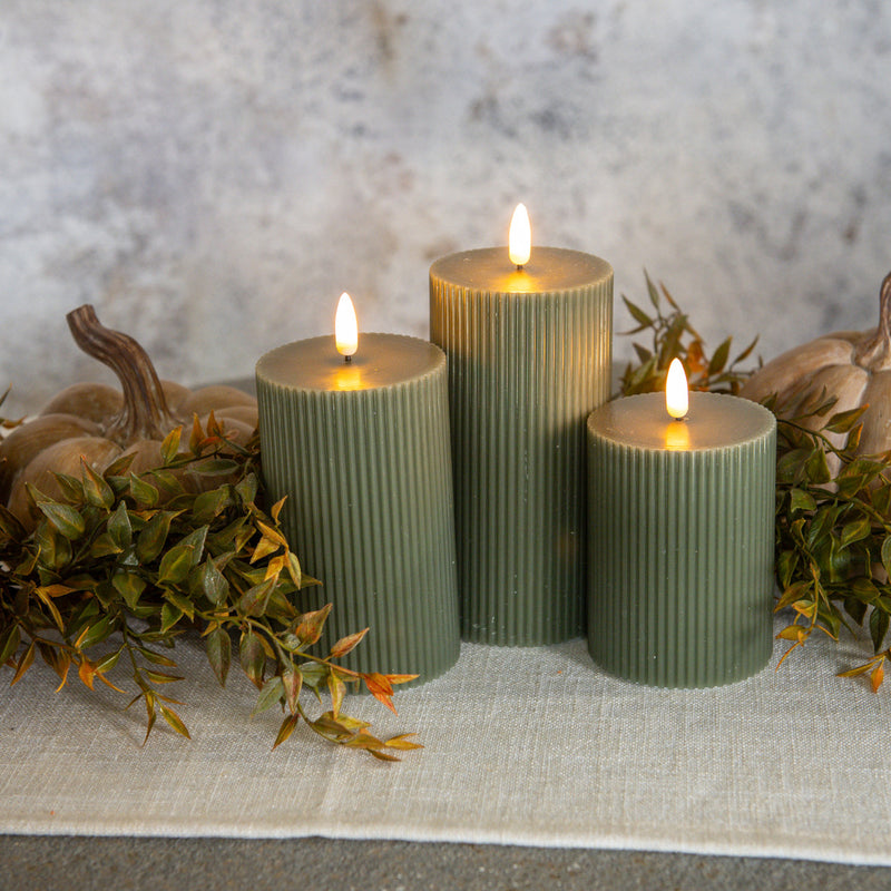 Candle, Green Grooved