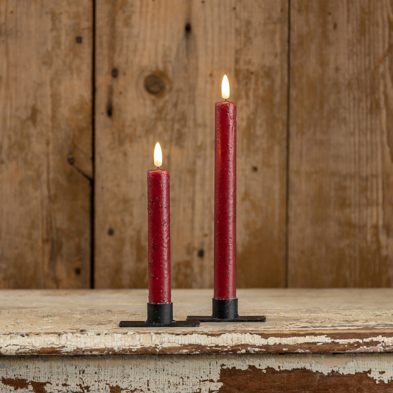 Moving Flame Red Taper Candle 9.5"